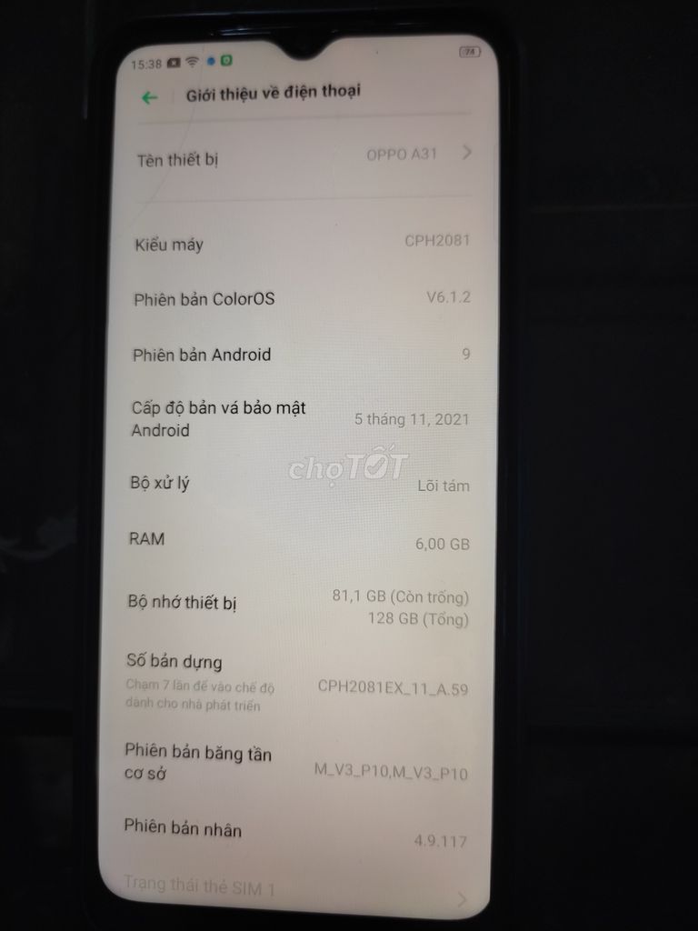 Oppo A31 128GB Đen. Mua bán Điện thoại tại Huyện Vĩnh Tường Vĩnh Phúc được đăng bởi Bùi Ngọc Điệp  hình 1