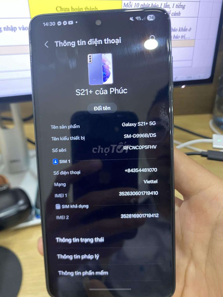 Samsung Galaxy S21+ 5G 128GB Tím. Mua bán Điện thoại tại Quận 12 Tp Hồ Chí Minh được đăng bởi Lê Ngọc Phúc hình 1