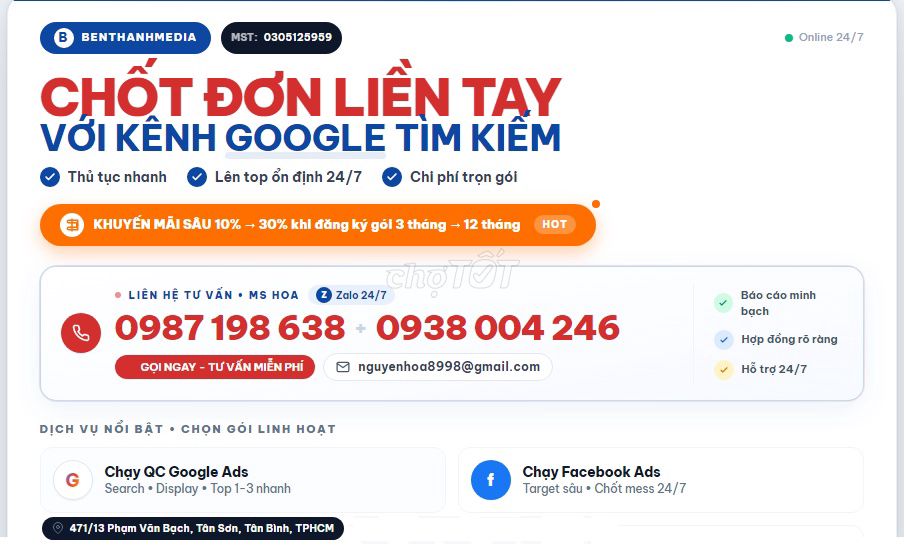 Dịch vụ quảng cáo BENTHANHMEDIA Toàn quốc. Dịch vụ tại Quận Tân Bình Tp Hồ Chí Minh được đăng bởi nguyen hoa hình 1