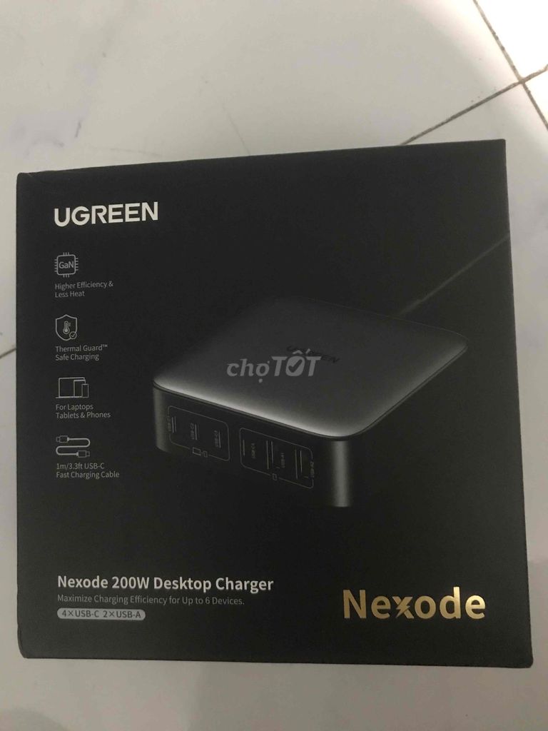 Sạc nhanh GaN 200W Ugreen CD271 cổng USB-C, USB-A