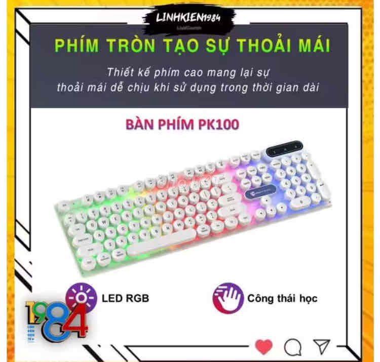 Bàn phím PK100 Trắng hồng LED RGB. Mua bán Phụ kiện (Màn hình, Chuột...) tại Huyện Vĩnh Linh Quảng Trị được đăng bởi Hứa Hà Chi hình 1