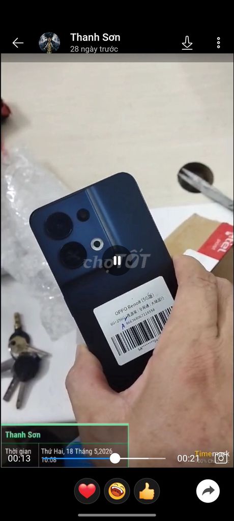Oppo Reno 8 5G 256GB Đen. Mua bán Điện thoại tại Thành phố Buôn Ma Thuột Đắk Lắk được đăng bởi Thanh sơn hình 1