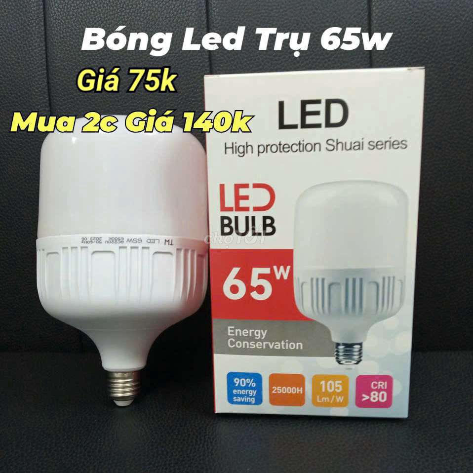 Bóng Đèn Led Trụ Bulb 65W đui xoáy E27