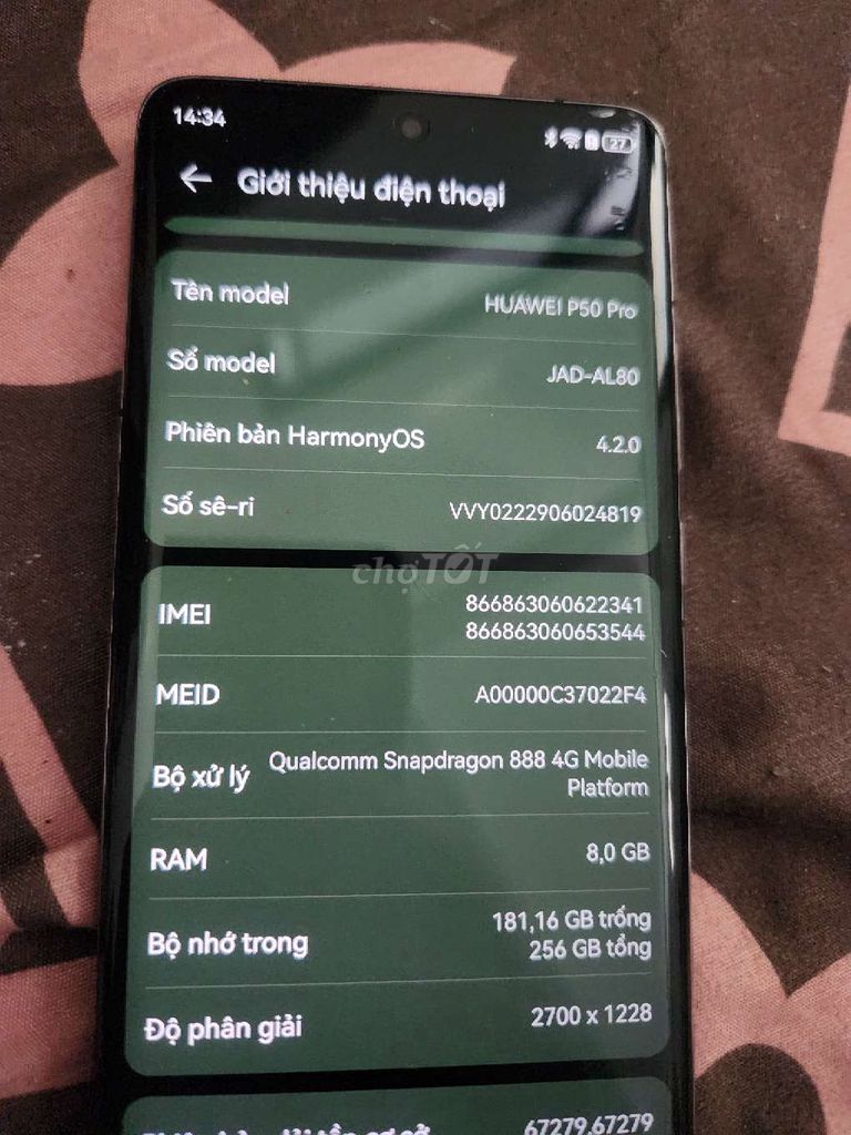 Huawei P50 Pro 256GB. Mua bán Điện thoại tại Quận Thanh Khê Đà Nẵng được đăng bởi đông ka hình 1