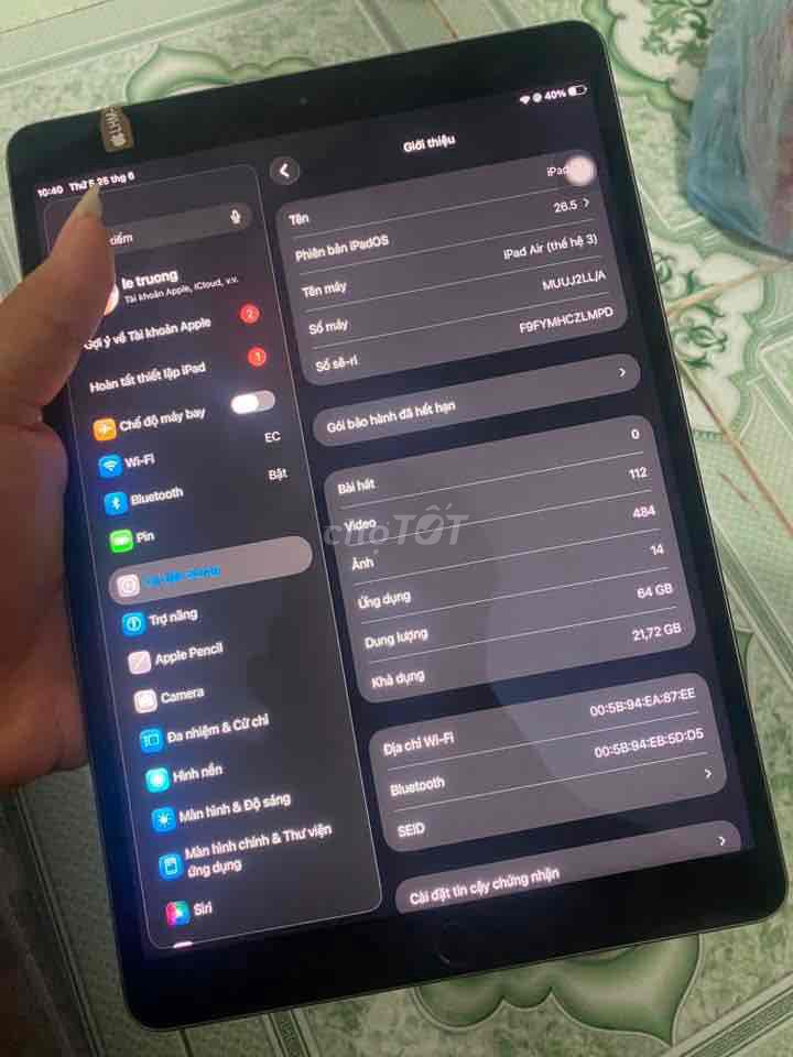 Apple iPad Air 3 Wifi 64GB Xám. Mua bán Máy tính bảng tại Quận Hà Đông Hà Nội được đăng bởi trường hình 1
