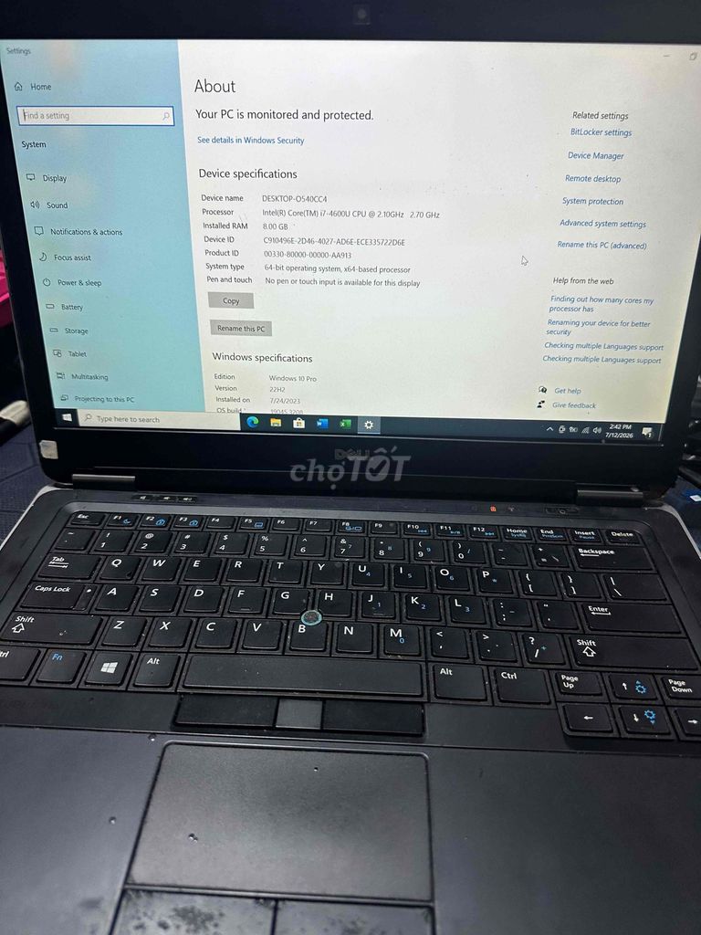 Dell Latitude E7440 i7 4600u 8GB/256GB SSD. Mua bán Laptop tại Quận 12 Tp Hồ Chí Minh được đăng bởi HoàngNhân hình 1