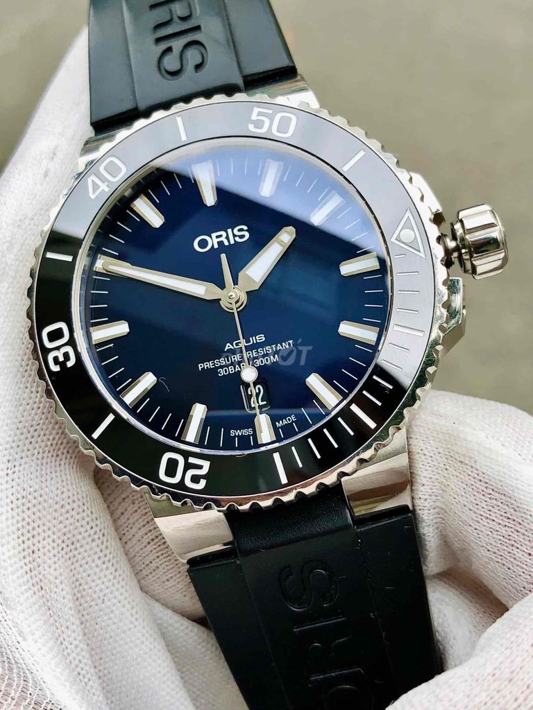 Oris Aquis xanh blue full box