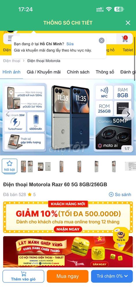 Motorola Razr 60 5G 256GB Kem. Mua bán Điện thoại tại Quận Hai Bà Trưng Hà Nội được đăng bởi Nguyễn hình 1
