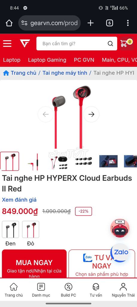 Tai nghe HP HyperX Cloud Earbuds II Đỏ. Mua bán Tivi, Âm thanh tại Quận Bình Thạnh Tp Hồ Chí Minh được đăng bởi Nguyễn Hồng Thái hình 1
