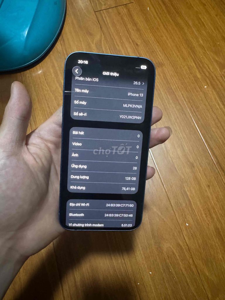 Apple iPhone 13 128GB Xanh dương. Mua bán Điện thoại tại Quận Hoàng Mai Hà Nội được đăng bởi Thành Công hình 1