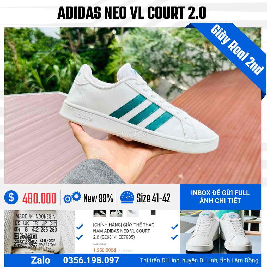 [CHÍNH HÃNG][Mới 99%] Adidas Court 2.0 mua mới 2tr