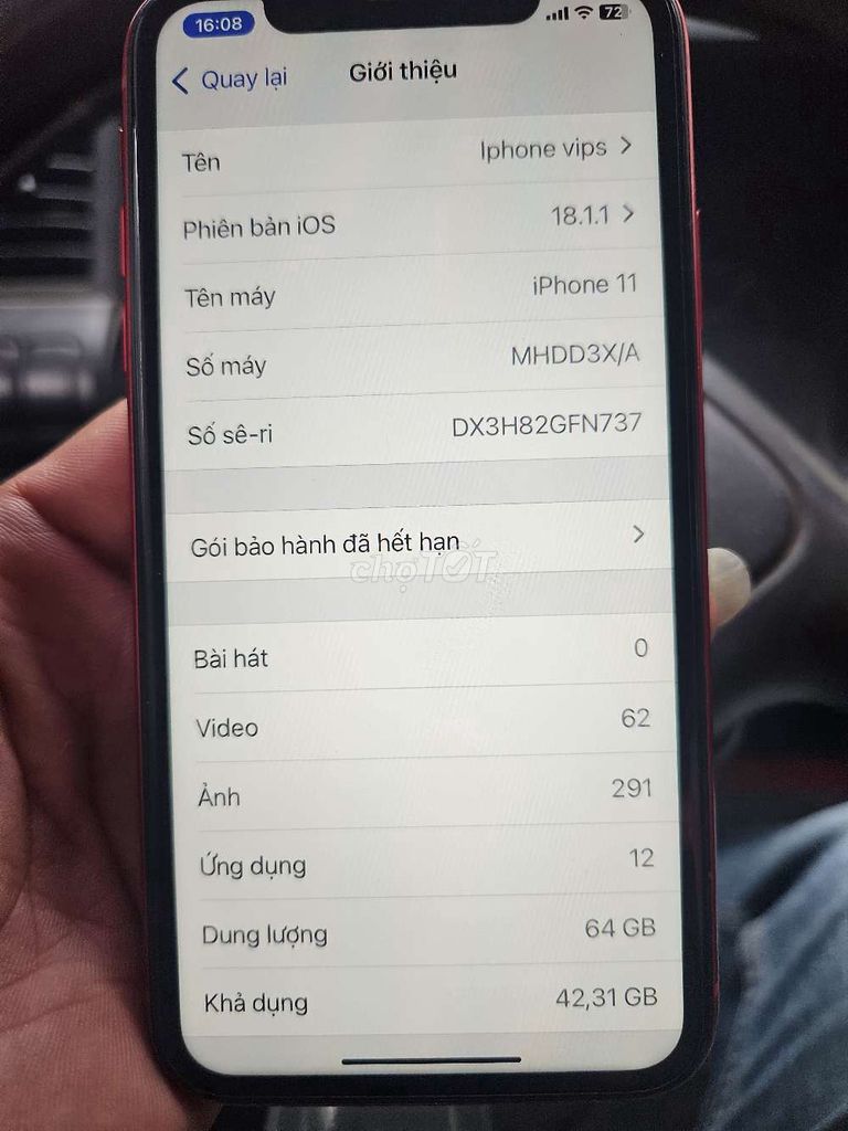 Apple iPhone 11 64GB Đỏ. Mua bán Điện thoại tại Huyện Đông Anh Hà Nội được đăng bởi Vương Thái hình 1