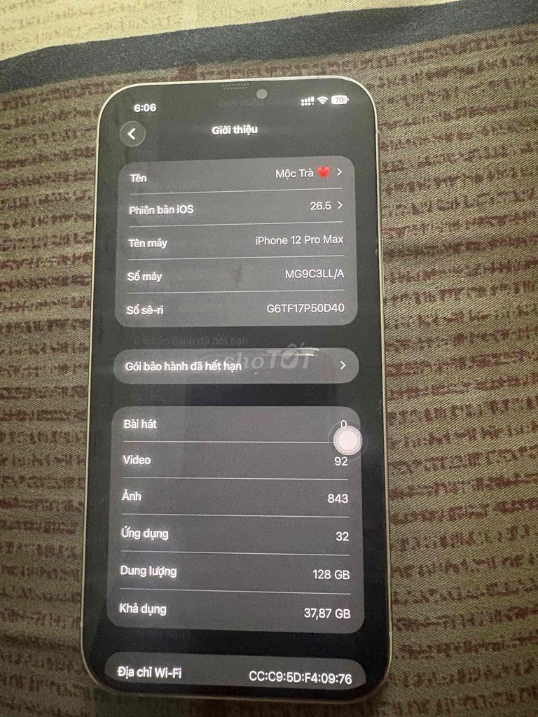 iPhone 12 Pro Max 128GB Trắng. Mua bán Điện thoại tại Quận 12 Tp Hồ Chí Minh được đăng bởi Cong hậu hình 1