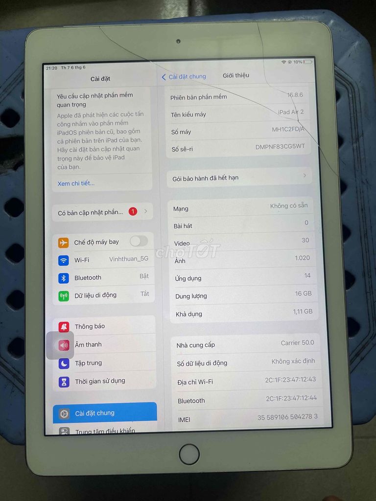 Apple iPad Air 2 16GB Vàng. Mua bán Máy tính bảng tại Thành phố Thủ Đức Tp Hồ Chí Minh được đăng bởi Vinh hình 1