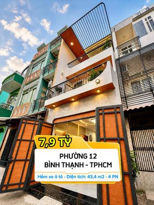 🏠 Nhà Bình Thạnh - hẻm xe hơi - diện tích: 43,4 m2 - 4 phòng ngủ - chỉ