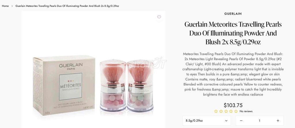 Phấn phủ Guerlain Météorites Nữ. Mua bán Phụ kiện thời trang khác tại Quận Bình Thuỷ Cần Thơ được đăng bởi Khôi Nguyên hình 1