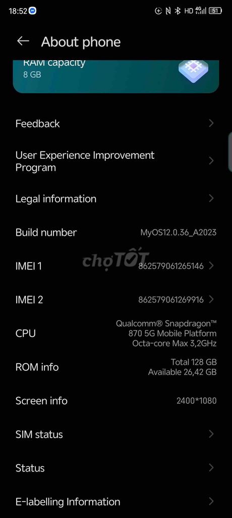 ZTE Axon 40 Pro 128GB Đen. Mua bán Điện thoại tại Quận Hoàng Mai Hà Nội được đăng bởi Gpahm hình 1