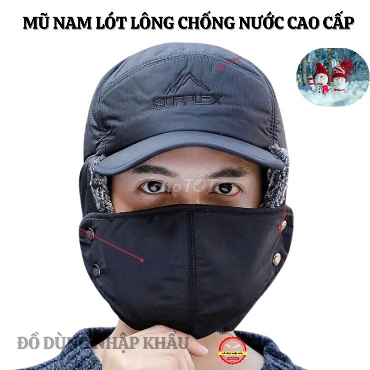 Mũ lót lông chống nước hệu FERADO kèm khẩu trang