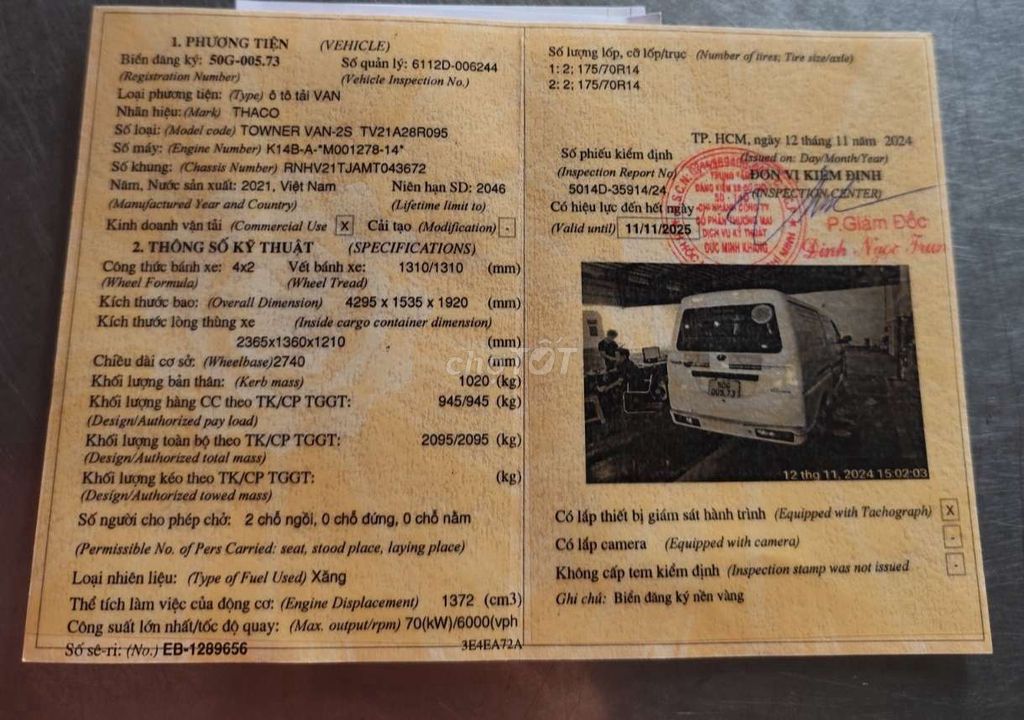 Bán xe VAN THACO đời 2021. Mua bán Xe tải, xe ben tại Huyện Bến Lức Long An được đăng bởi Phạm Long hình 5