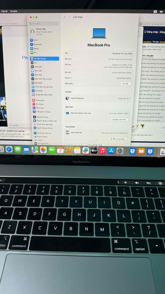 Macbook Pro 2018 15.4 inh Core I9