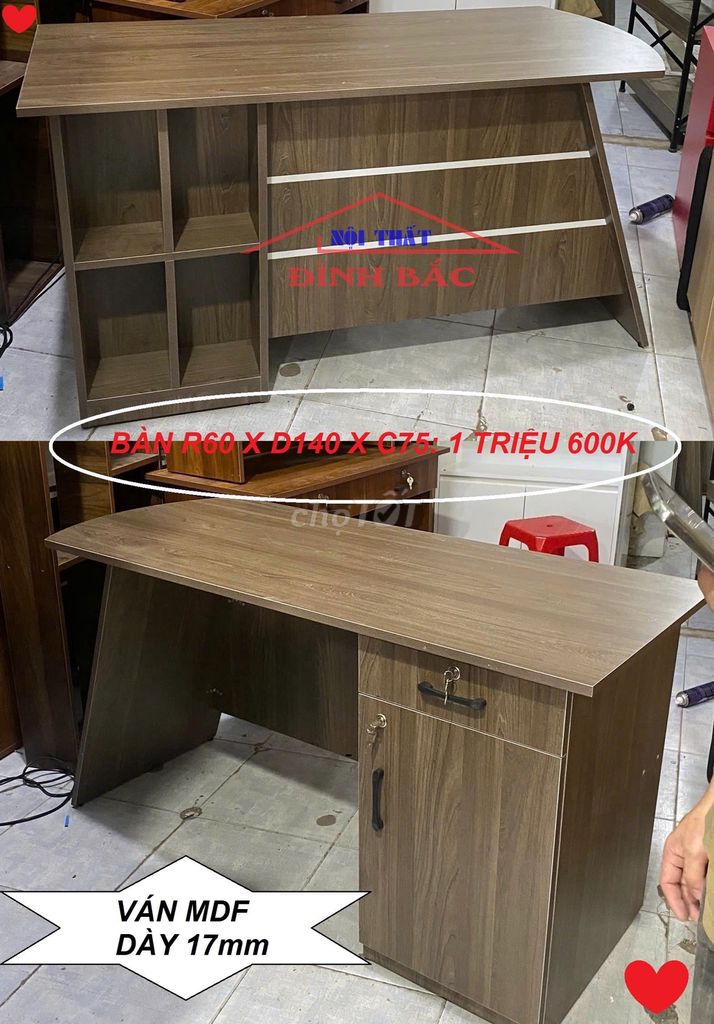 BÀN TRƯỞNG PHÒNG & BÀN LÀM VIỆC DÀI 1M4 (VÁN MDF)