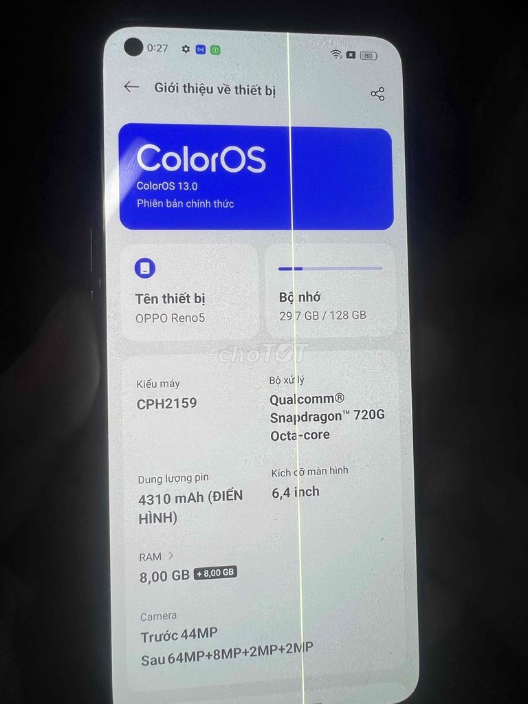 OPPO Reno5 128GB. Mua bán Điện thoại tại Quận Bình Tân Tp Hồ Chí Minh được đăng bởi thanhly hình 1