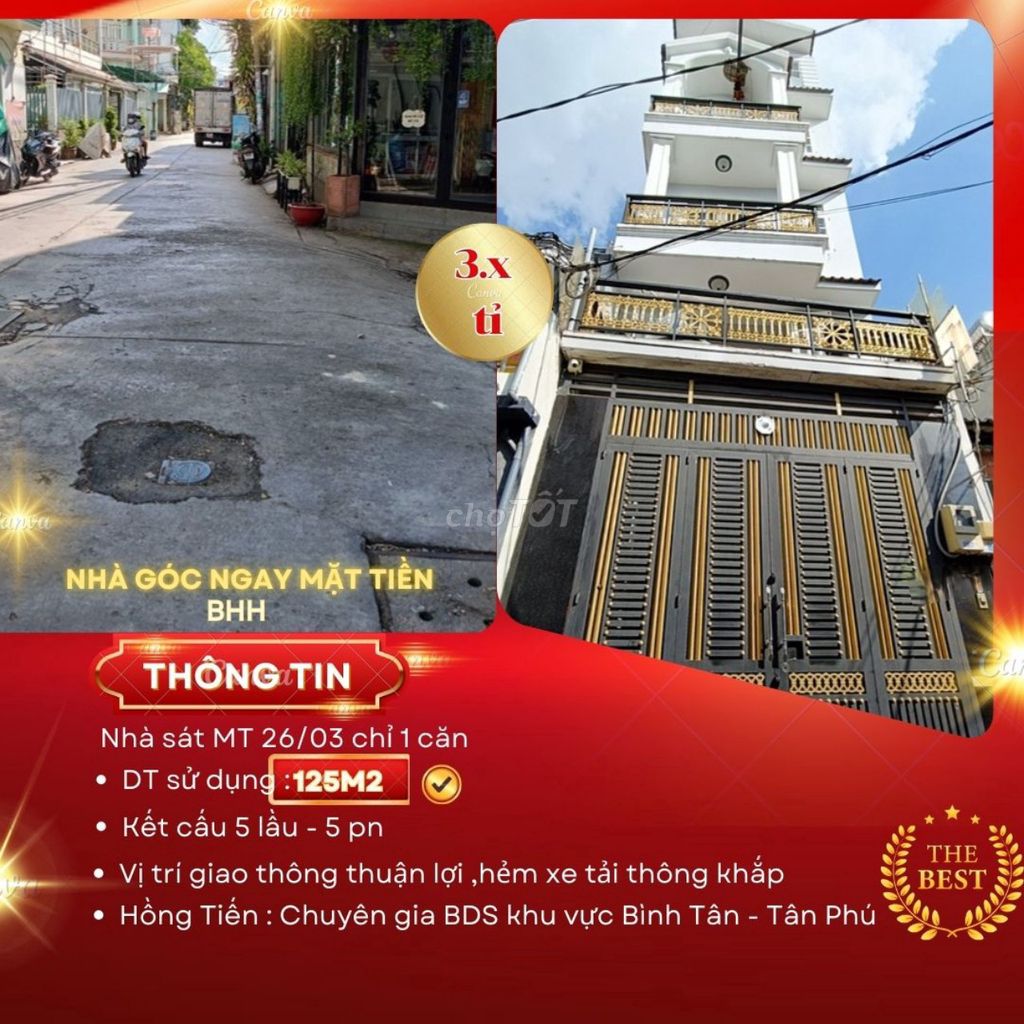 Bán nhà đường 26/03,DT 32,4m2, Nở hậu, Hẻm oto, Giá chỉ 3.x Tỉ TL