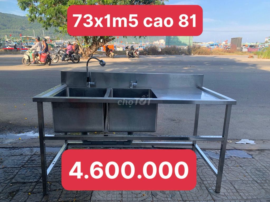 Bồn rửa chén Inox 2 hộc chờ 73x1m5. Mua bán Thiết bị vệ sinh, nhà tắm tại Quận Sơn Trà Đà Nẵng được đăng bởi THẾ GIỚI ĐỒ CŨ ĐỒ CỔ LỚN NHẤT MIỀN TRUNG hình 1
