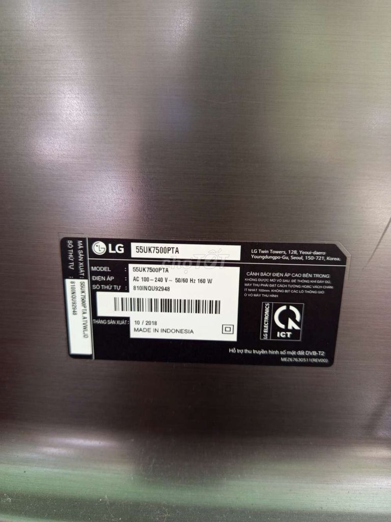 Tivi LG 55UK7500PTA 55 inch Indonesia. Mua bán Tivi, Âm thanh tại Huyện Trà Ôn Vĩnh Long được đăng bởi Nhan hình 1