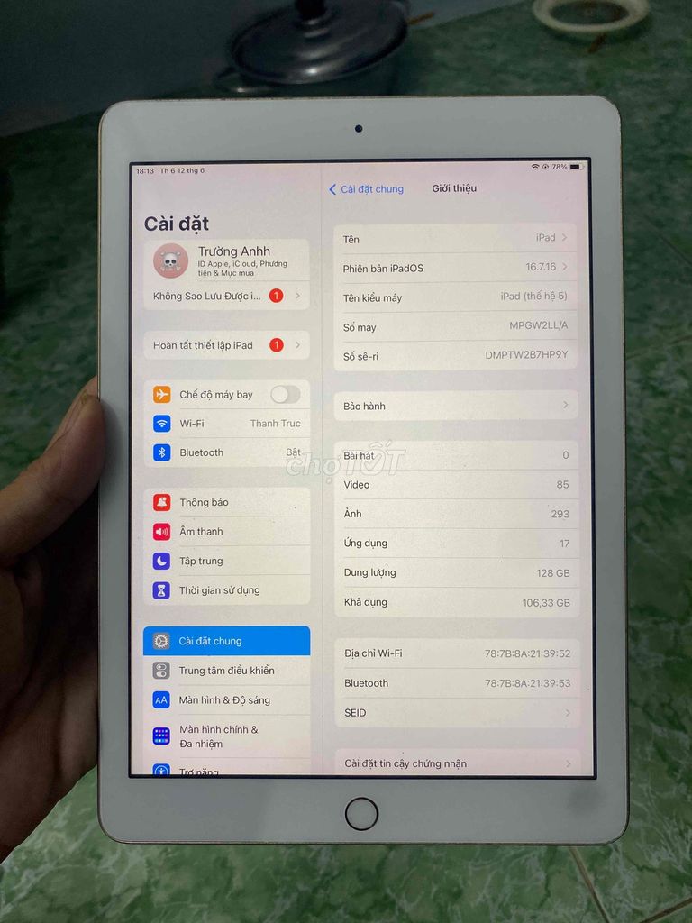 Apple iPad Gen 5 128GB Wifi Vàng. Mua bán Máy tính bảng tại Quận Gò Vấp Tp Hồ Chí Minh được đăng bởi Trường Anh  hình 1