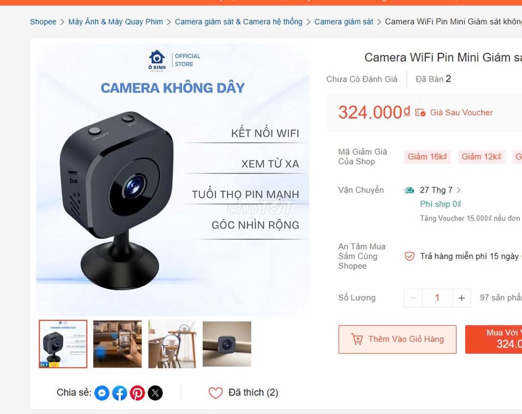 Camera giám sát góc rộng HD Đen. Mua bán Máy ảnh, Máy quay tại Thành phố Dĩ An Bình Dương được đăng bởi hàng mới thanh lý 1 nữa giá hình 1