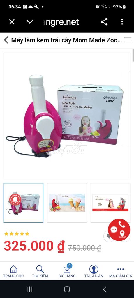Máy làm kem Zoom Home Mom Made Hồng. Mua bán Bếp, lò, đồ điện nhà bếp tại Quận 6 Tp Hồ Chí Minh được đăng bởi nguyen van hau hình 1