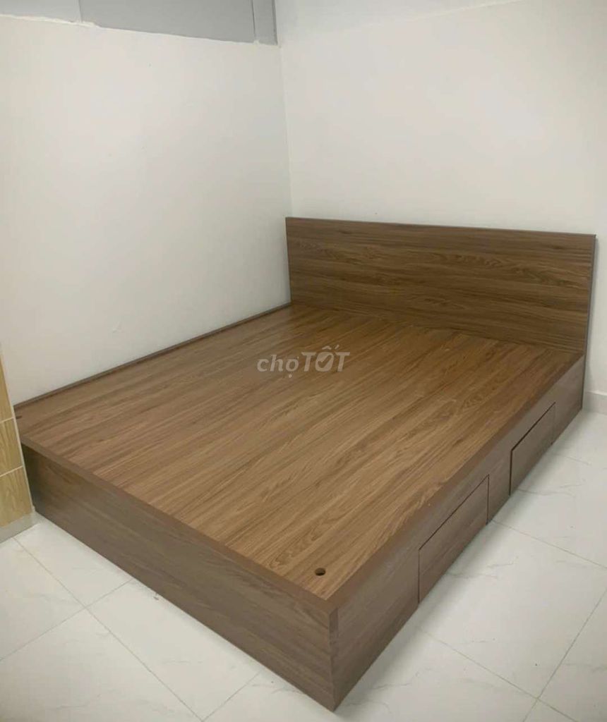 GIƯỜNG MDF GỖ CÔNG NGHIỆP 1M8*2M CÓ 2 HỘP KÉO