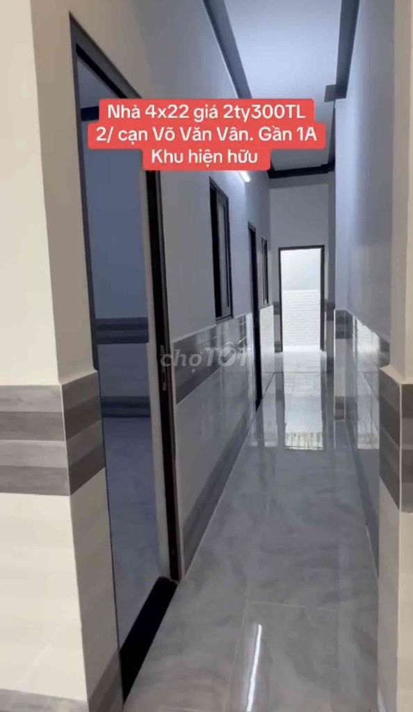 Nhà đẹp 4*22m 2PN hẻm 5m ô tô 2/ ngắn Võ Văn Vân Vĩnh Lộc B