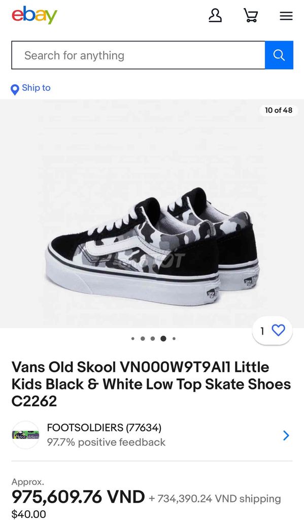 Giày Vans auth bé size 34 chân 21cm mua ở Mỹ