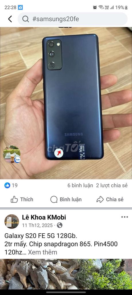 Samsung Galaxy S20 FE 5G 128GB Xanh. Mua bán Điện thoại tại Thành phố Thủ Đức Tp Hồ Chí Minh được đăng bởi Ngọc Thái hình 1