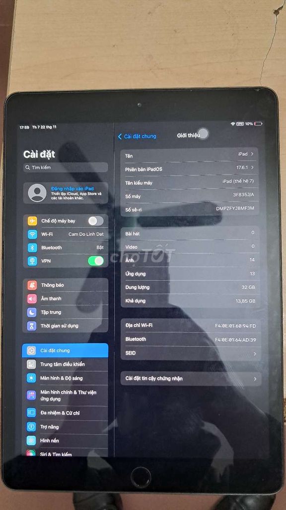 Apple iPad (thế hệ 7) Xám 32GB. Mua bán Máy tính bảng tại Quận Hai Bà Trưng Hà Nội được đăng bởi bùi hữu liêm  hình 1