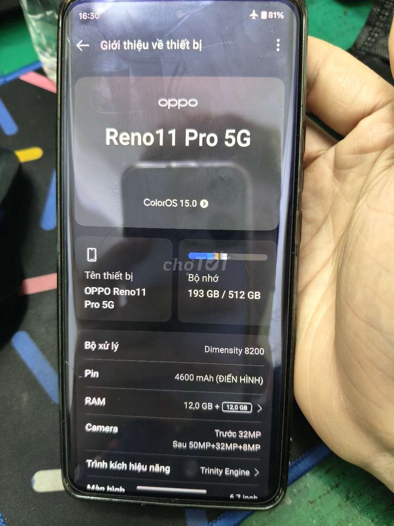 Oppo Reno 11 Pro 5G 512GB Trắng. Mua bán Điện thoại tại Quận Hoàng Mai Hà Nội được đăng bởi minh hình 1