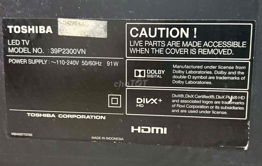 Tivi Toshiba 39P2300VN Đã qua sử dụng. Mua bán Tivi, Âm thanh tại Quận Tân Phú Tp Hồ Chí Minh được đăng bởi Tên chưa cung cấp hình 1