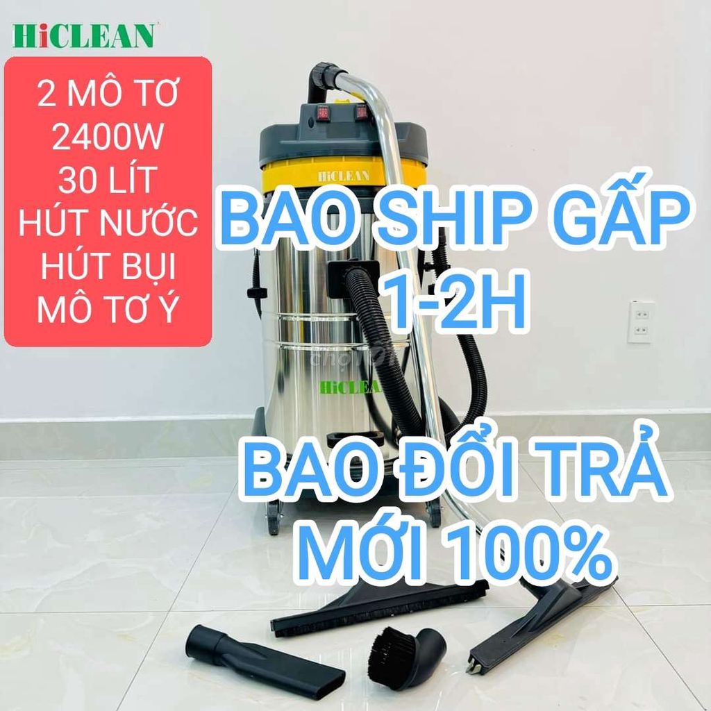 Máy hút bụi nước công nghiệp 70 Lít Hiclean 2 moto