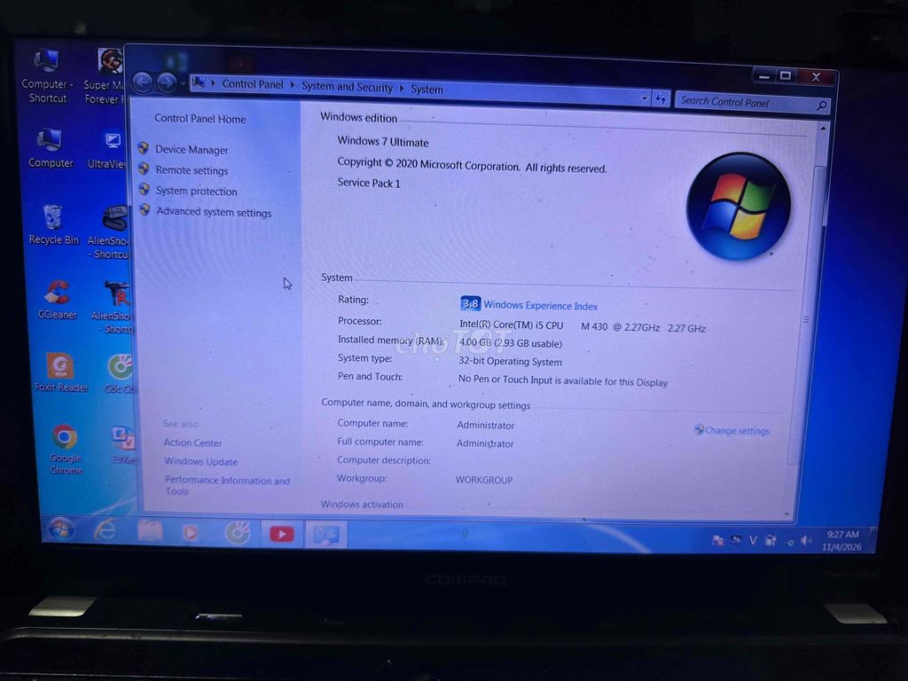 HP Compaq i5 M430 4GB Đen. Mua bán Laptop tại Thành phố Biên Hòa Đồng Nai được đăng bởi Tuan anh hình 1