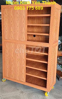 Tủ Đựng Giày Dép Nhôm Giả Vân Gỗ Cao Cấp. Mua bán Tủ, kệ gia đình tại Huyện Hóc Môn Tp Hồ Chí Minh được đăng bởi Nhôm Kính Yên Thành hình 1
