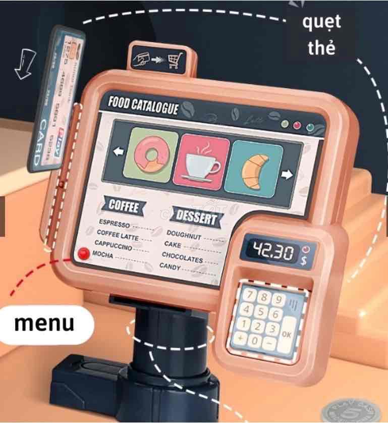 Bộ đồ chơi máy pha cafe kèm quầy bánh ngọt và menu