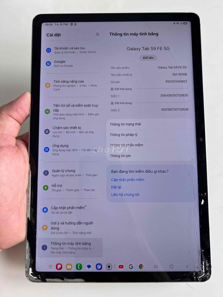 Samsung Galaxy Tab S9 FE 5G Bạc Hỗ trợ S Pen. Mua bán Máy tính bảng tại Huyện Hóc Môn Tp Hồ Chí Minh được đăng bởi Hung hình 1