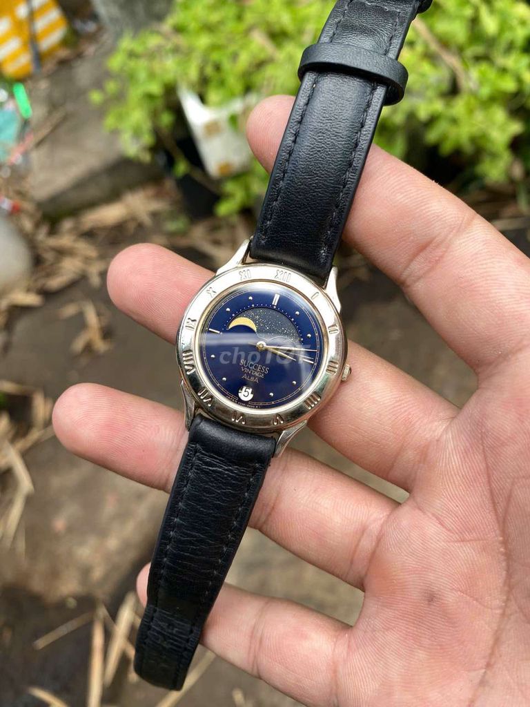 Đồng hồ Alba Trăng sao Nam Đen Da 34mm. Mua bán Đồng hồ tại Huyện Châu Thành Tiền Giang được đăng bởi Minh  hình 1