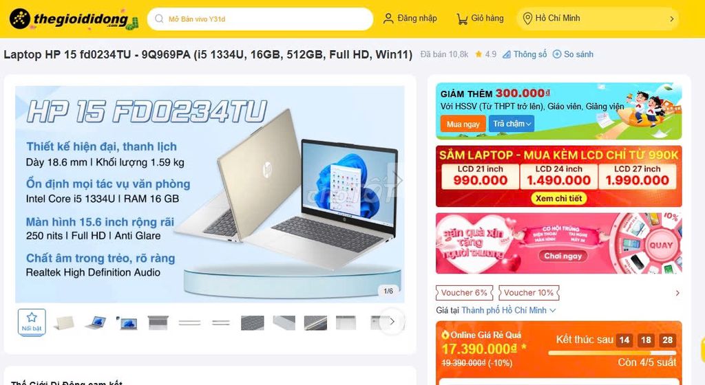 HP 15 fd0234TU New_Corei5_16G_512G_BH 1 năm. Mua bán Laptop tại Quận Thanh Khê Đà Nẵng được đăng bởi Laptop Vui hình 1