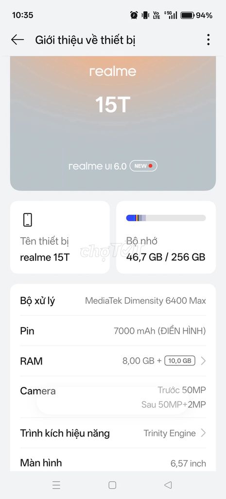 realme 15T 256GB. Mua bán Điện thoại tại Huyện Châu Thành Bến Tre được đăng bởi Phong Ka hình 1