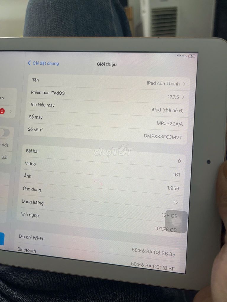 Apple iPad (thế hệ 6) 128GB. Mua bán Máy tính bảng tại Huyện Hoài Đức Hà Nội được đăng bởi Cao Huy Thành hình 1