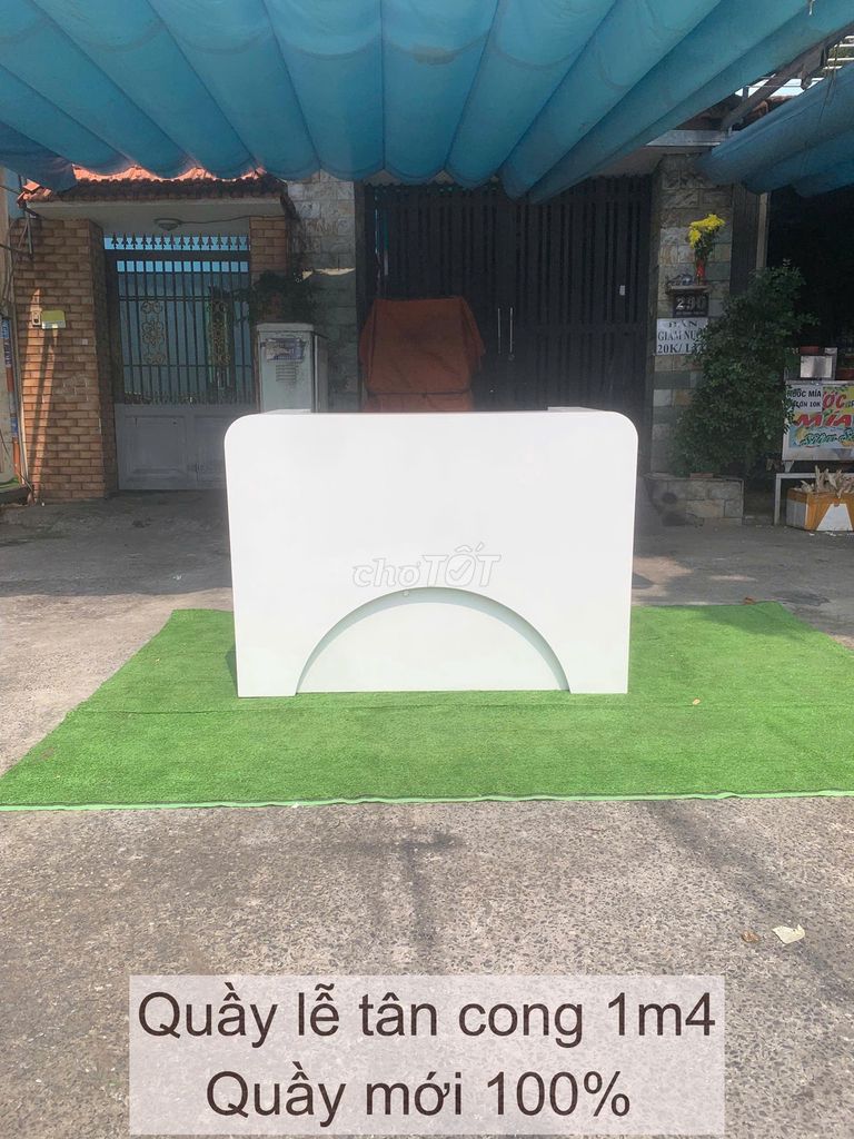 Quầy lễ tân gỗ 1m4 MDF Trắng  bo góc. Mua bán Đồ dùng văn phòng tại Quận 6 Tp Hồ Chí Minh được đăng bởi Trần Quốc Thái hình 1