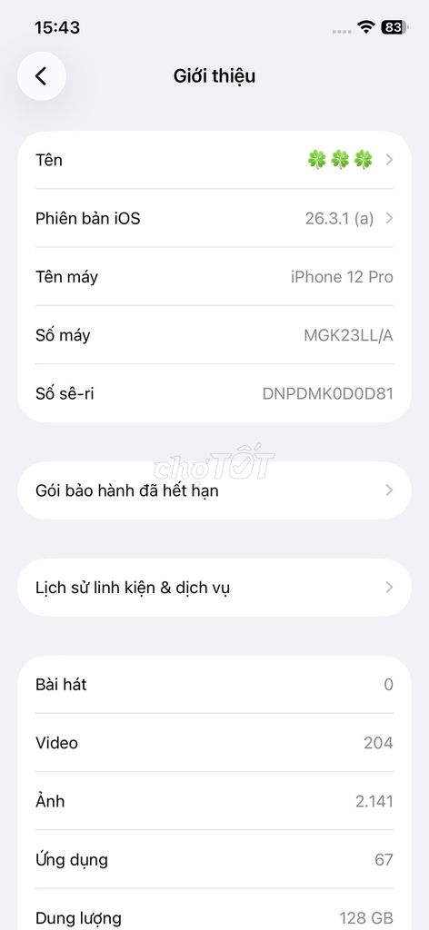 Apple iPhone 12 Pro 128GB Trắng. Mua bán Điện thoại tại Quận Hà Đông Hà Nội được đăng bởi Lê Đình hiếu hình 1